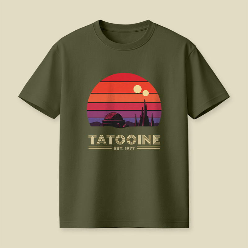 Retro Tatooine Binary Sunset Playful T-Shirt