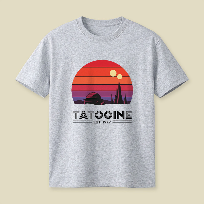 Retro Tatooine Binary Sunset Playful T-Shirt