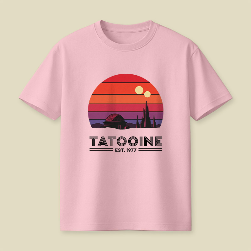 Retro Tatooine Binary Sunset Playful T-Shirt