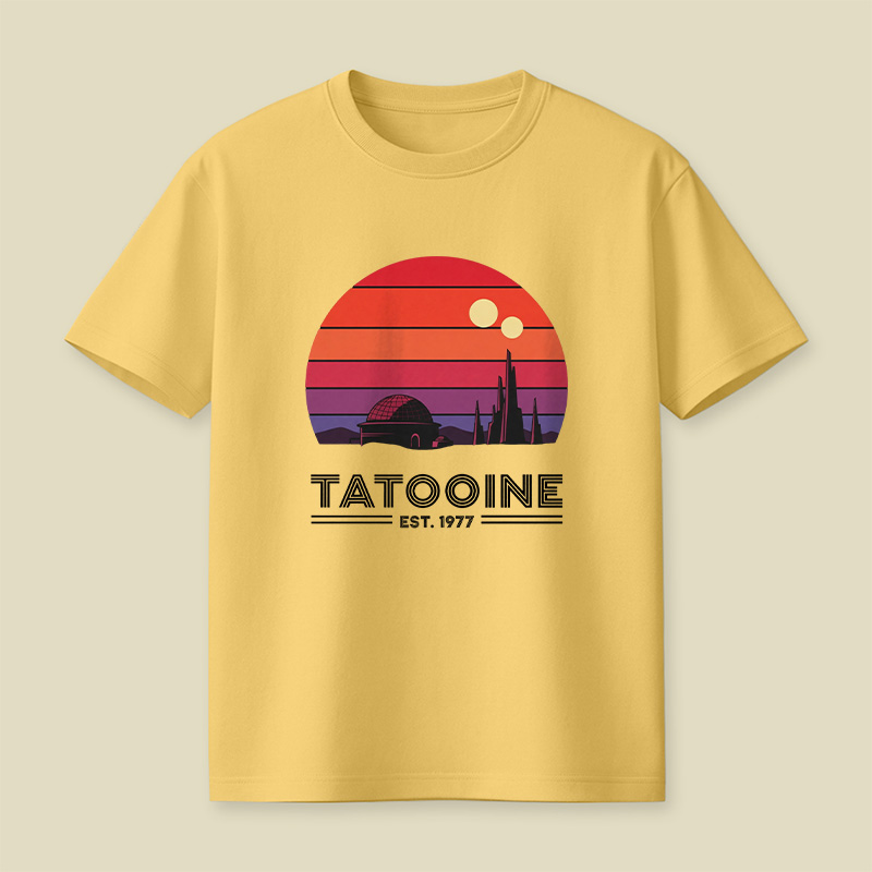 Retro Tatooine Binary Sunset Playful T-Shirt