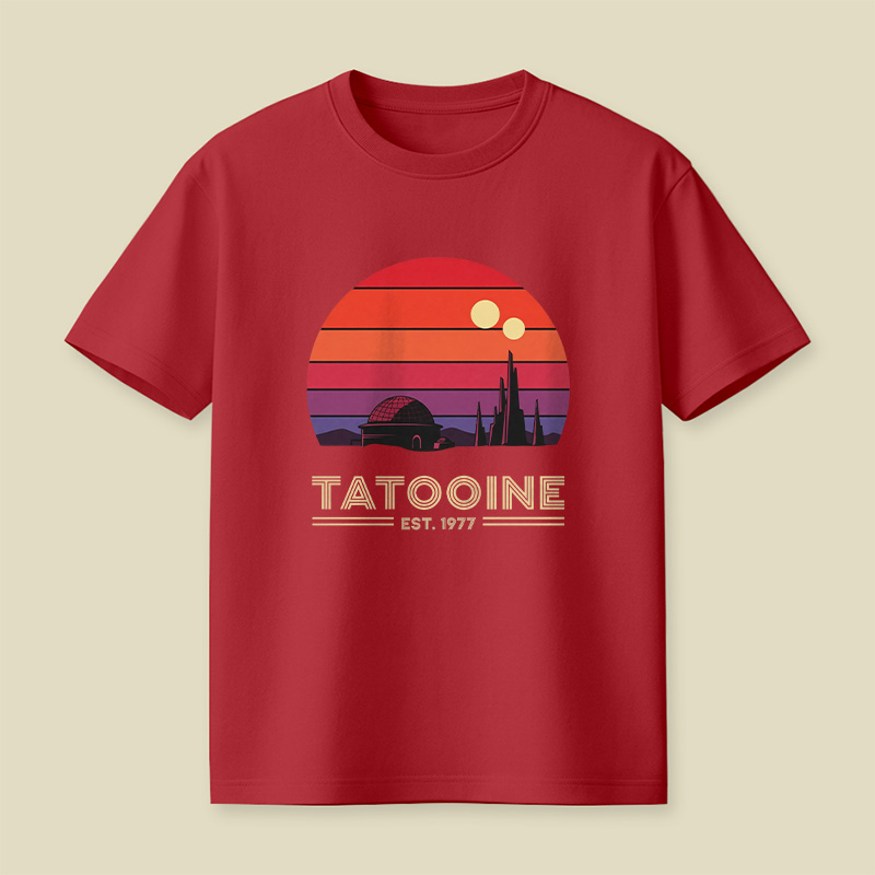 Retro Tatooine Binary Sunset Playful T-Shirt