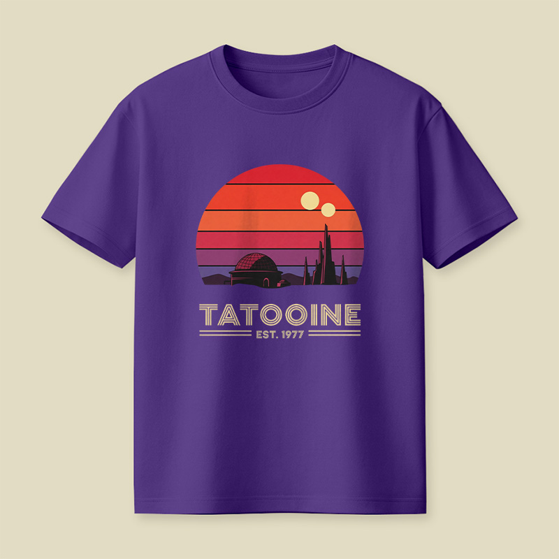 Retro Tatooine Binary Sunset Playful T-Shirt