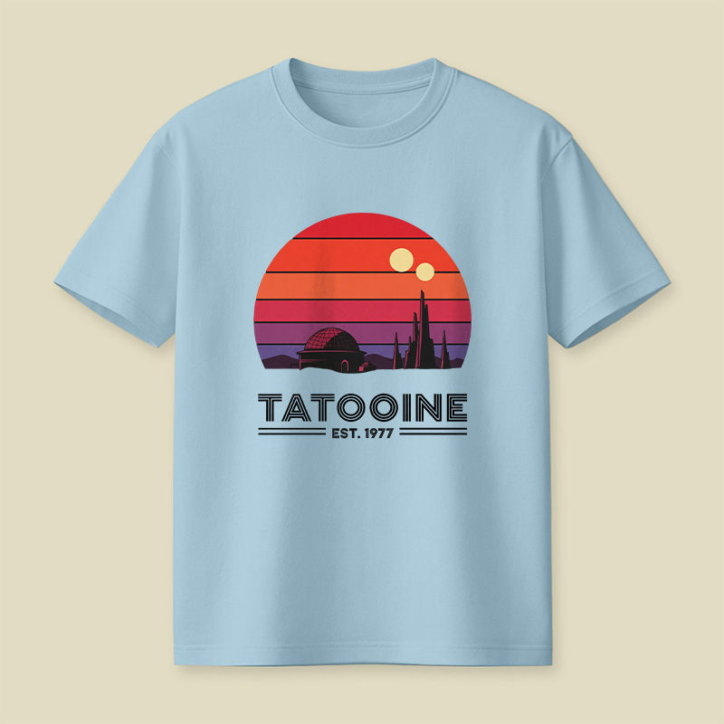 Retro Tatooine Binary Sunset Playful T-Shirt