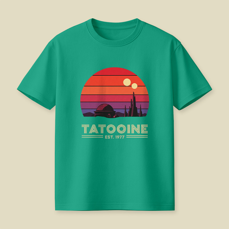 Retro Tatooine Binary Sunset Playful T-Shirt