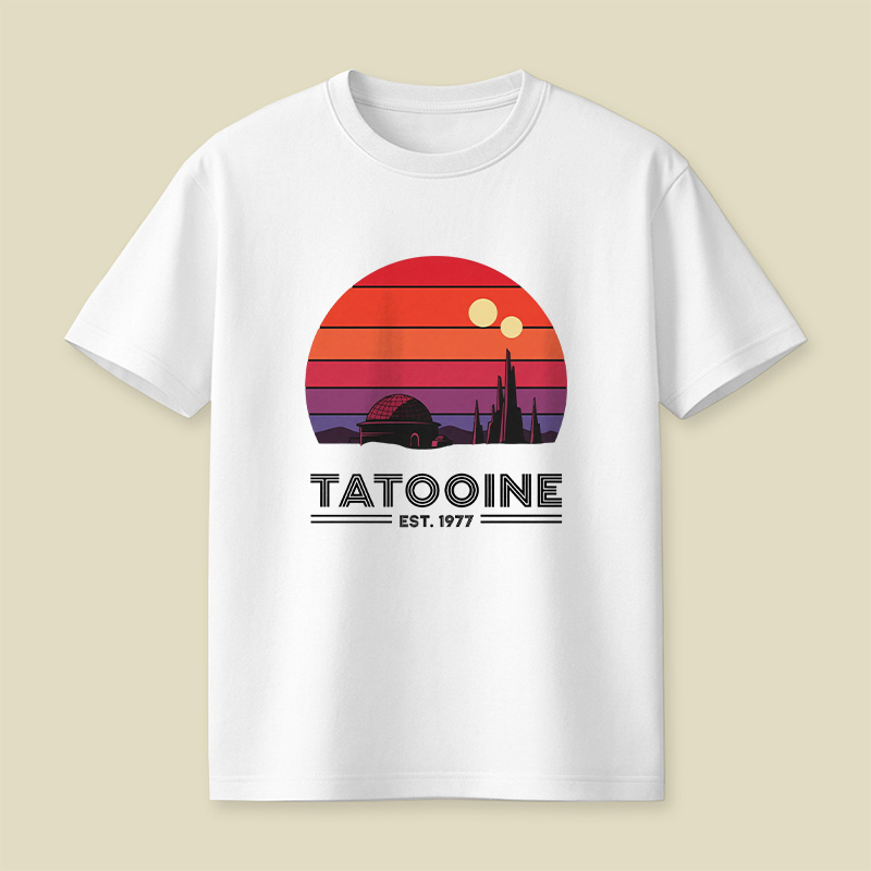Retro Tatooine Binary Sunset Playful T-Shirt