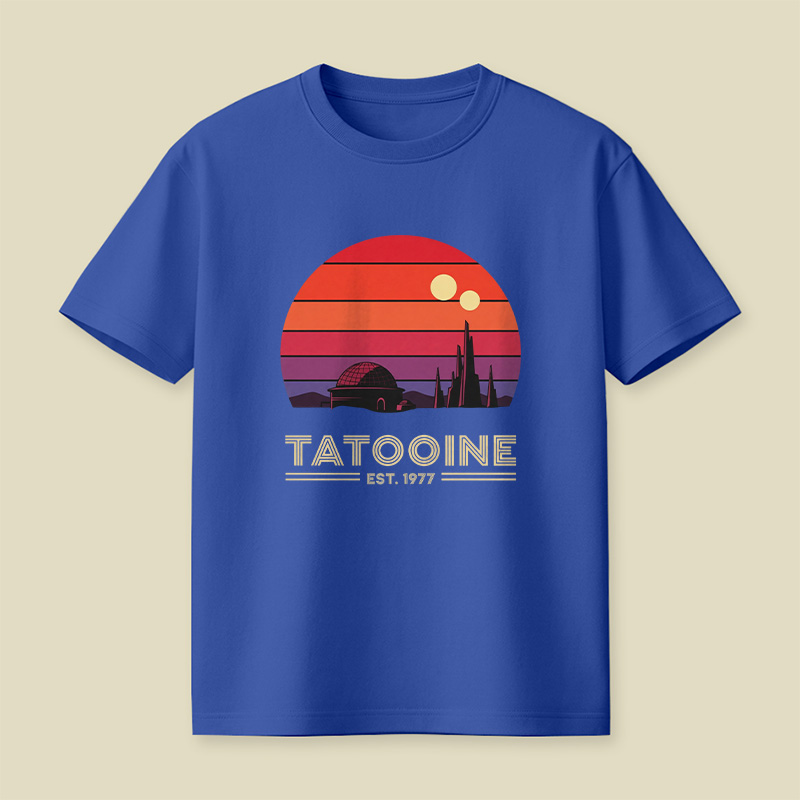 Retro Tatooine Binary Sunset Playful T-Shirt
