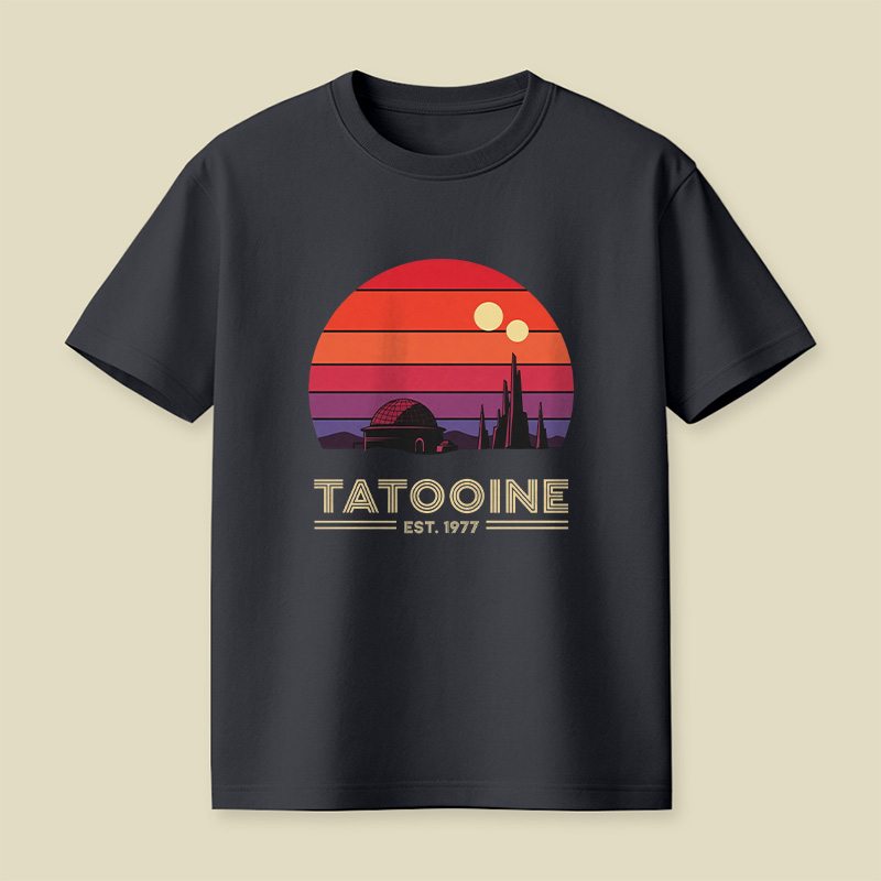 Retro Tatooine Binary Sunset Playful T-Shirt