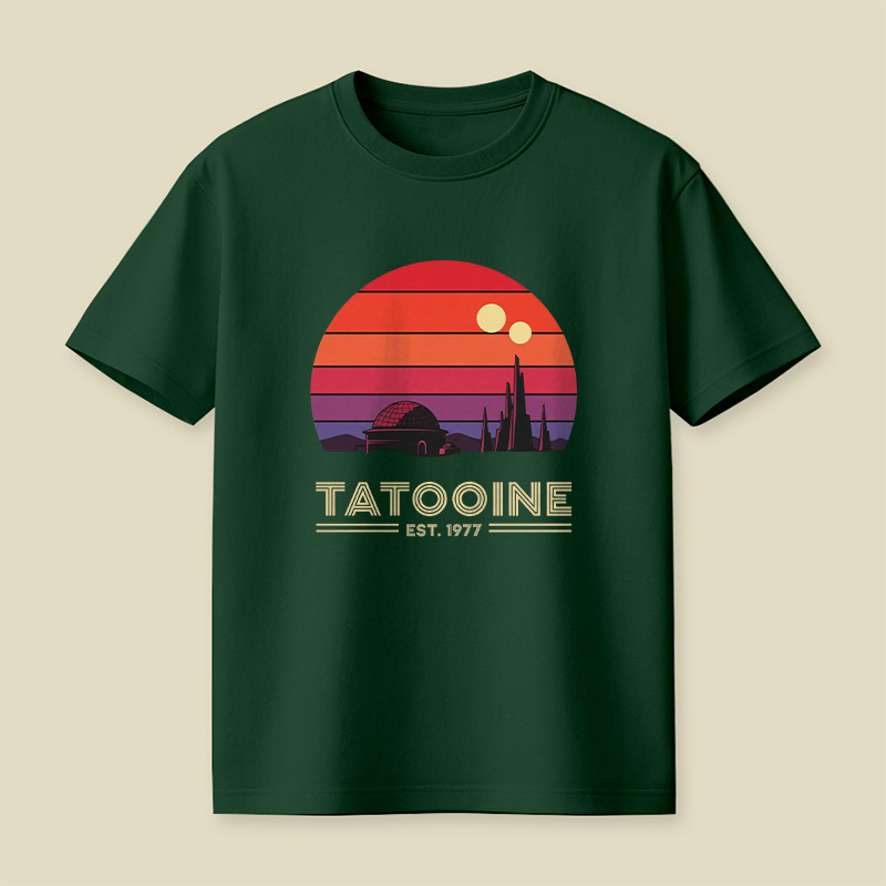 Retro Tatooine Binary Sunset Playful T-Shirt