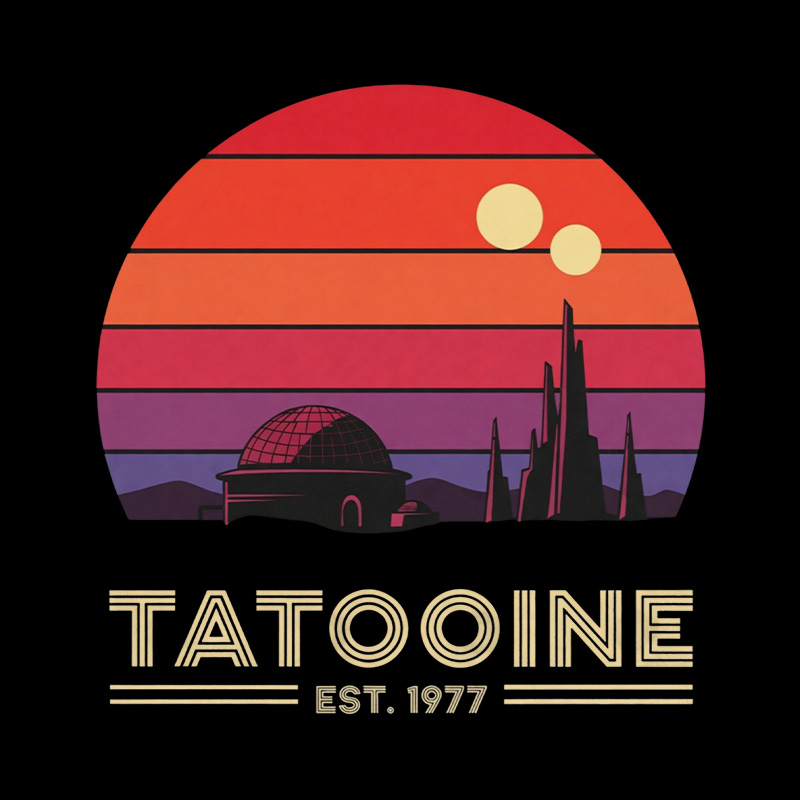 Retro Tatooine Binary Sunset Playful T-Shirt