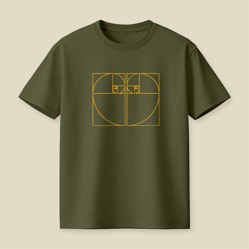 Golden Heart Made up of The Golden Ratio Fibonacci Spiral Playful T-Shirt