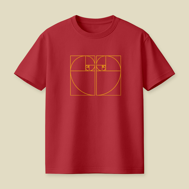 Golden Heart Made up of The Golden Ratio Fibonacci Spiral Playful T-Shirt