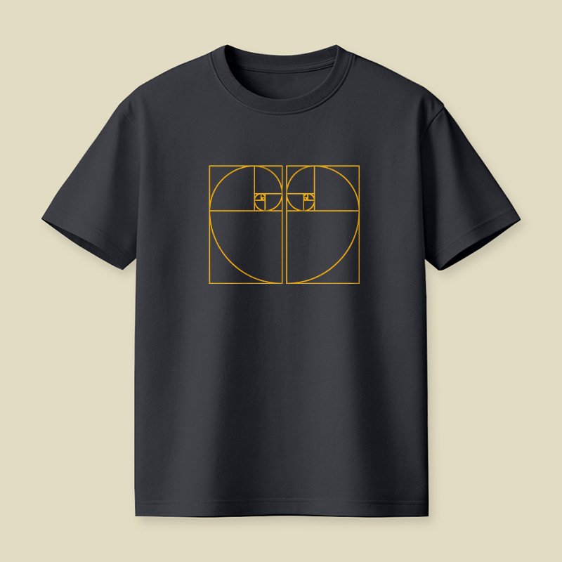 Golden Heart Made up of The Golden Ratio Fibonacci Spiral Playful T-Shirt