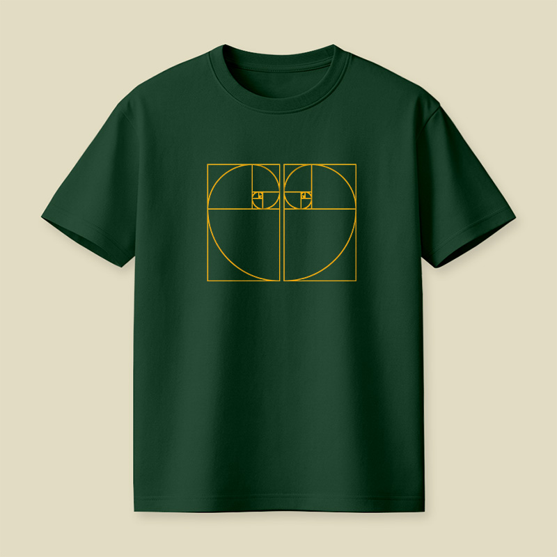 Golden Heart Made up of The Golden Ratio Fibonacci Spiral Playful T-Shirt
