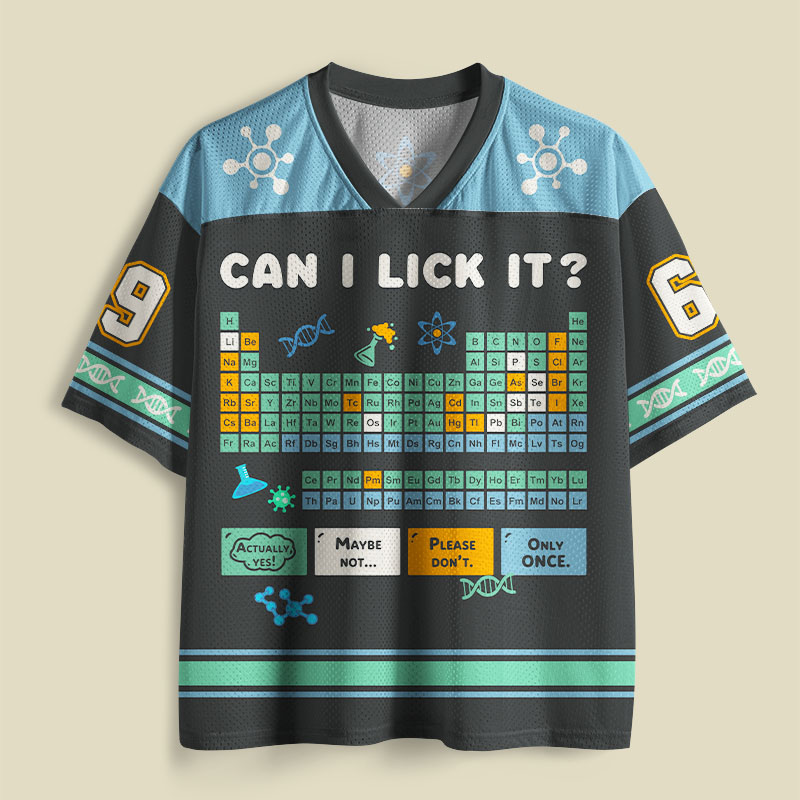 Can I Lick It Periodic Table Blue Playful Mesh Jersey