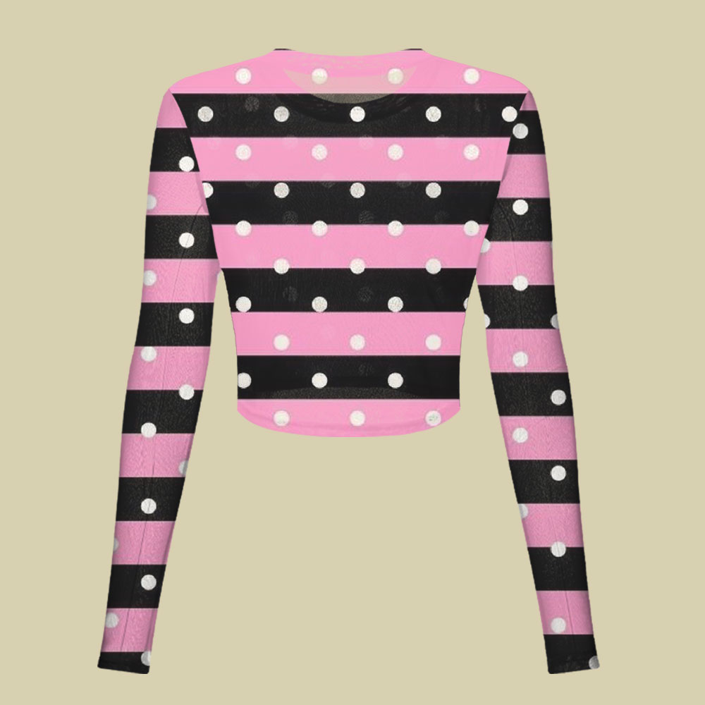 Neon Polka Stripe Slim Fit Mesh Top