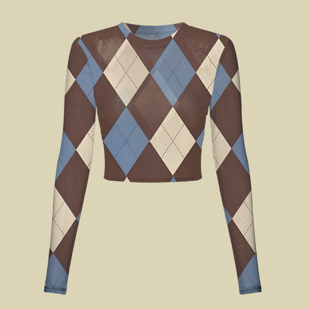 Ivy Brown Slim Fit Mesh Top