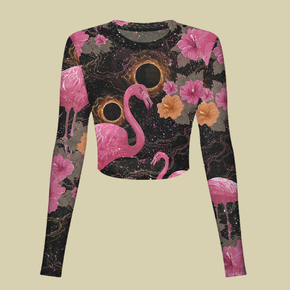 Cosmic Flamingo Slim Fit Mesh Top