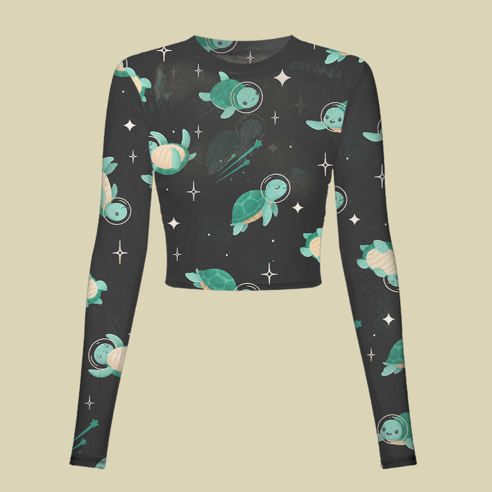 Space Turtles Slim Fit Mesh Top