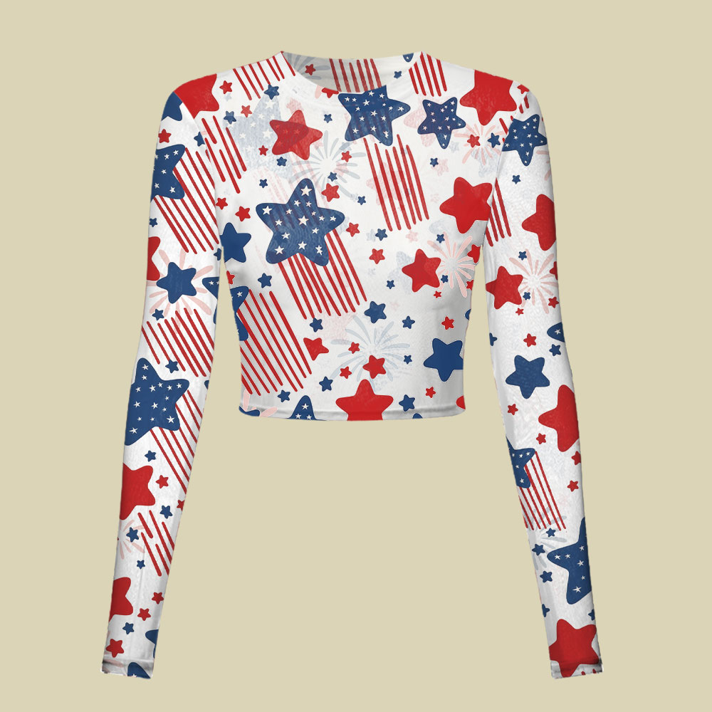 Star-Spangled Sparkler Slim Fit Mesh Top