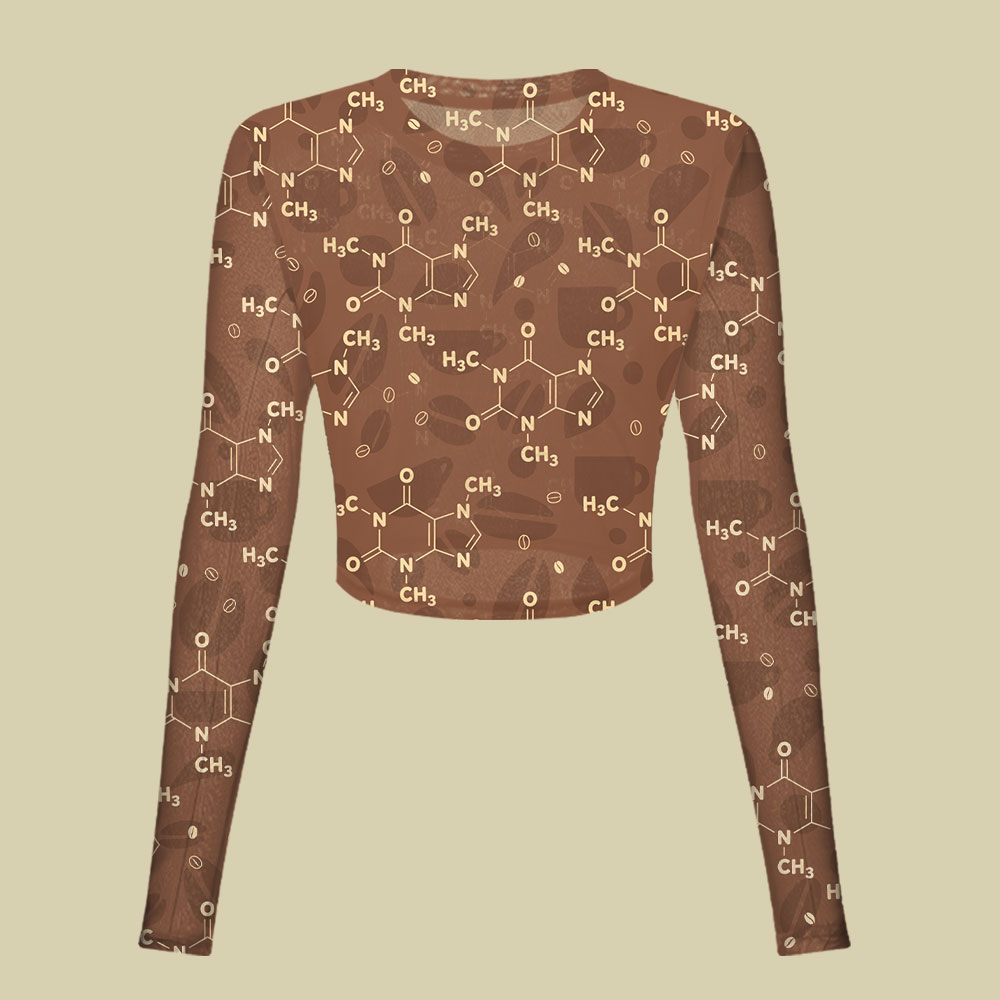 Coffee Molecular Formula Slim Fit Mesh Top
