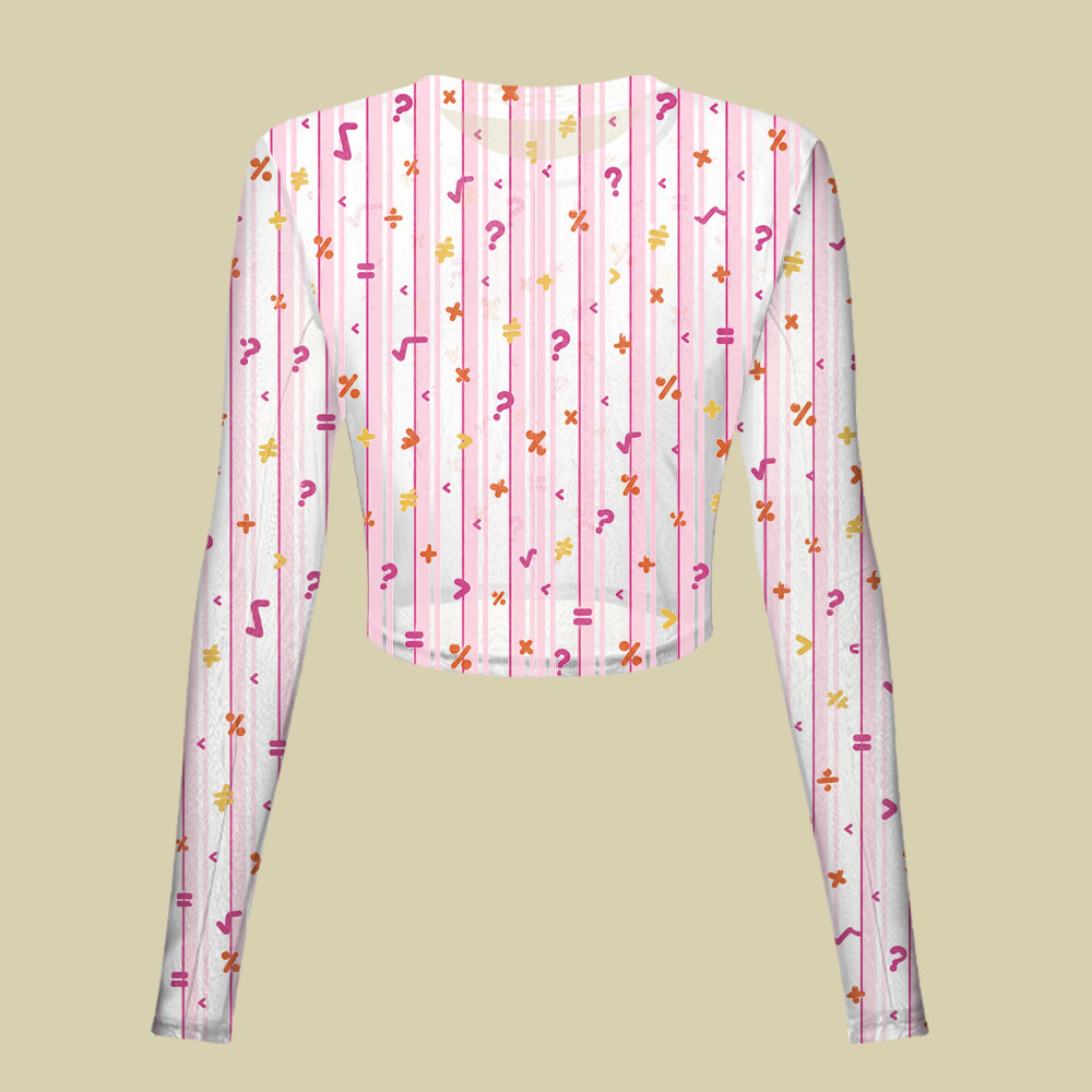 Retro Math Symbol Pink Stripe Slim Fit Mesh Top