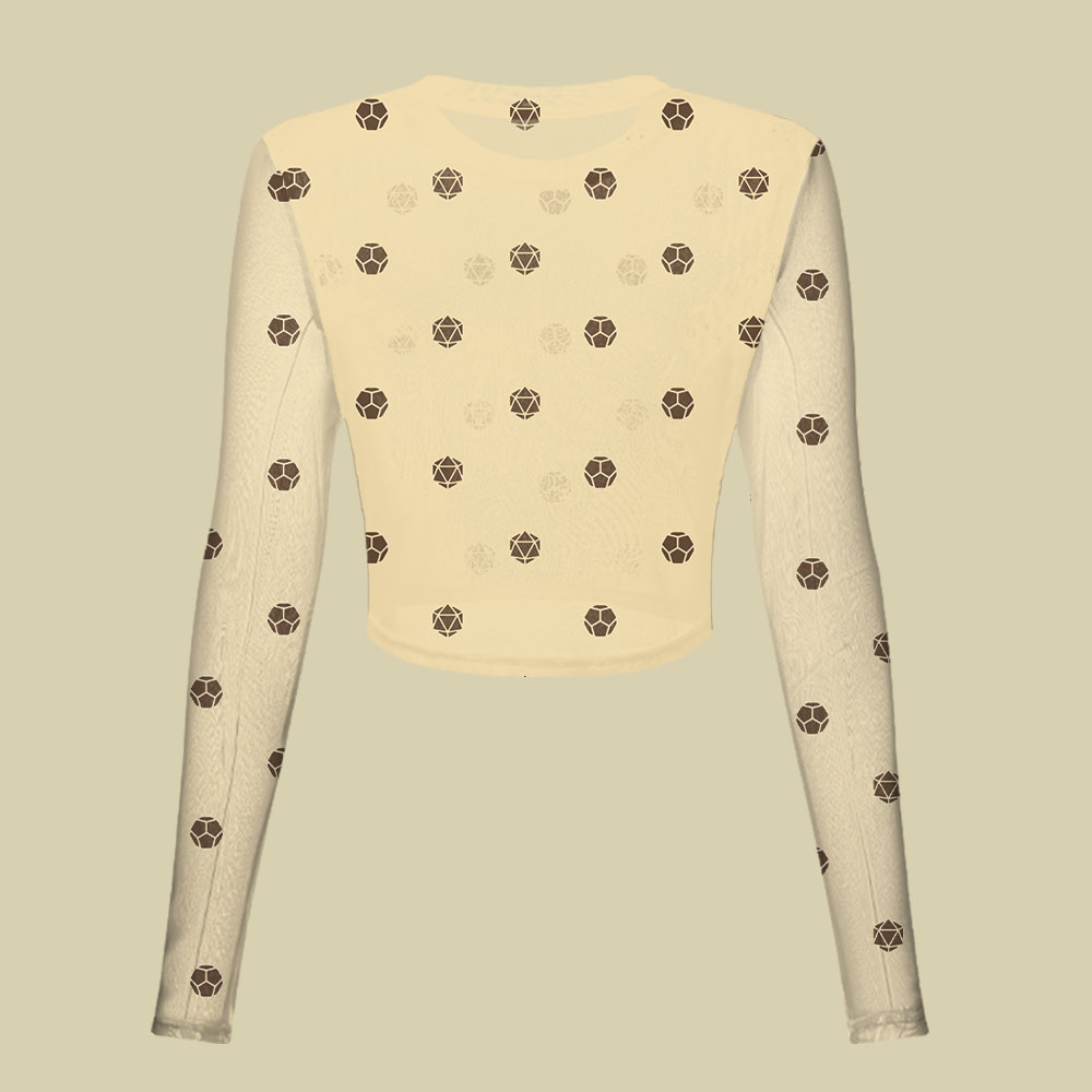 Cream Soccer Dot Minimal Slim Fit Mesh Top