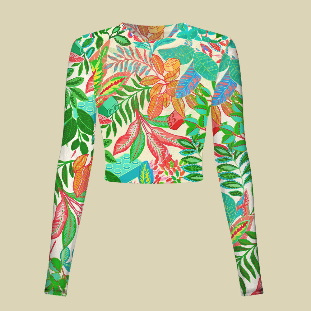 Tropical Blocks Slim Fit Mesh Top