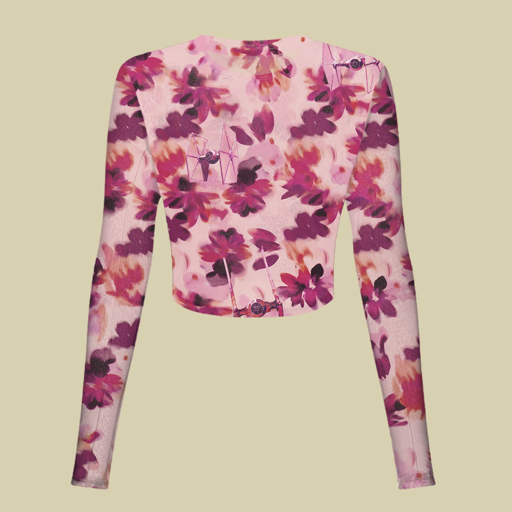 Blossoms Tie-Fighter Slim Fit Mesh Top
