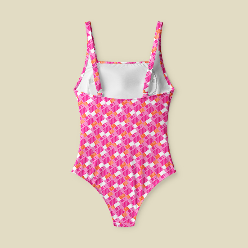 Floppy Disk Vintage Tummy Control One Piece Swimsuit
