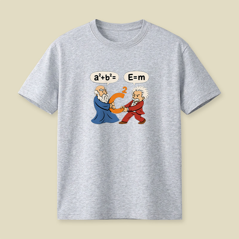Pythagoras Einstein Formula Tug War Math Physics Playful T-Shirt