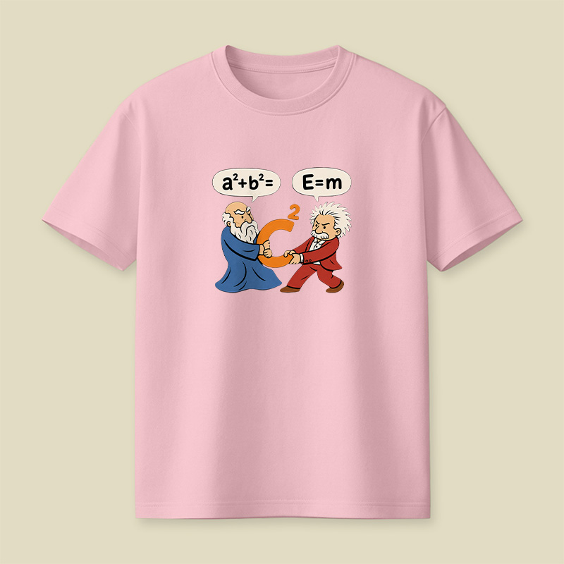 Pythagoras Einstein Formula Tug War Math Physics Playful T-Shirt
