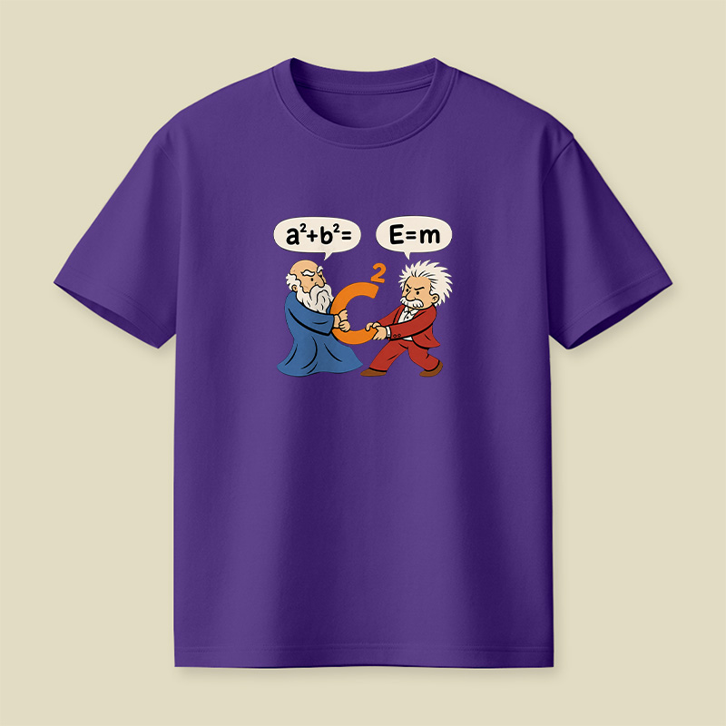 Pythagoras Einstein Formula Tug War Math Physics Playful T-Shirt