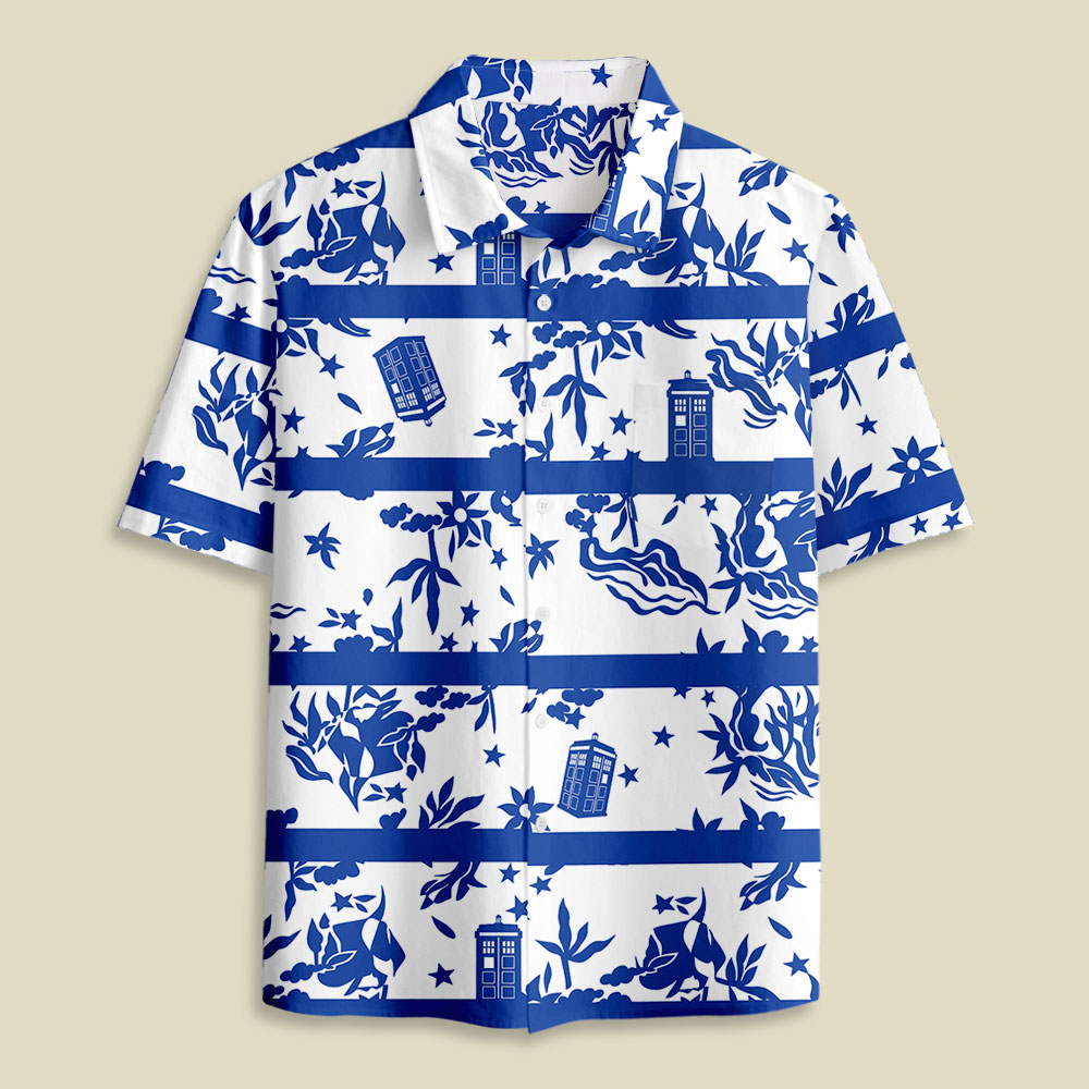 Blue Willow Tardis Button Up Pocket Shirt