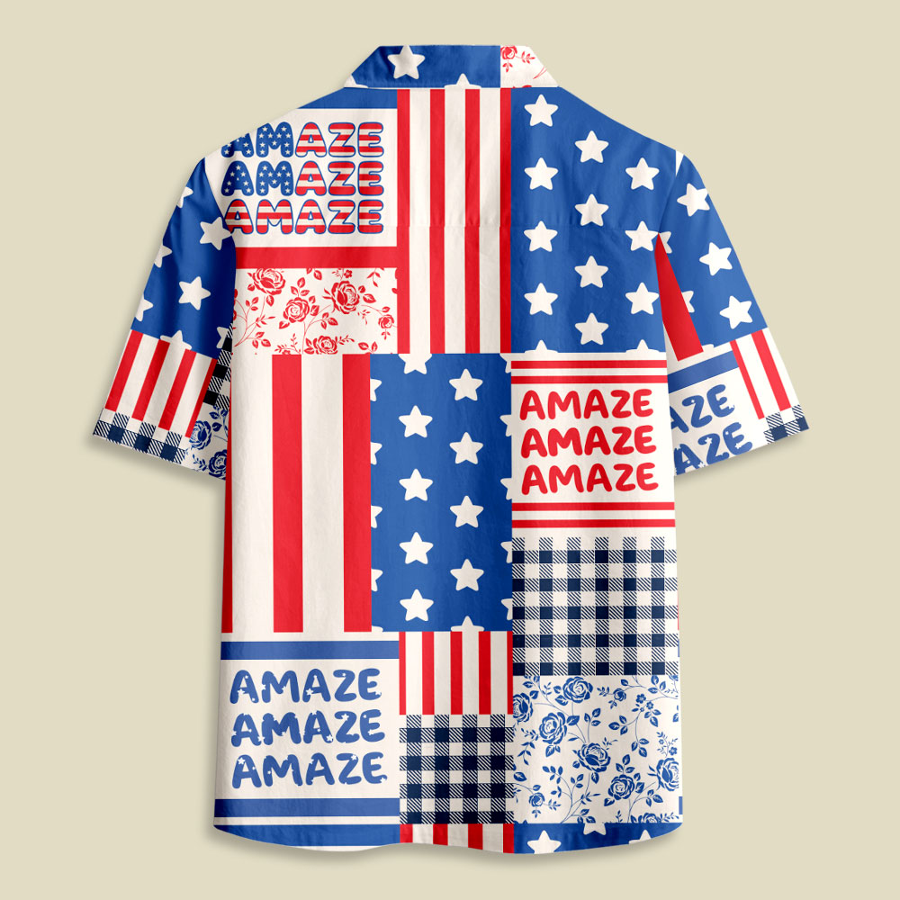 Space Rescue American Flag Button Up Pocket Shirt