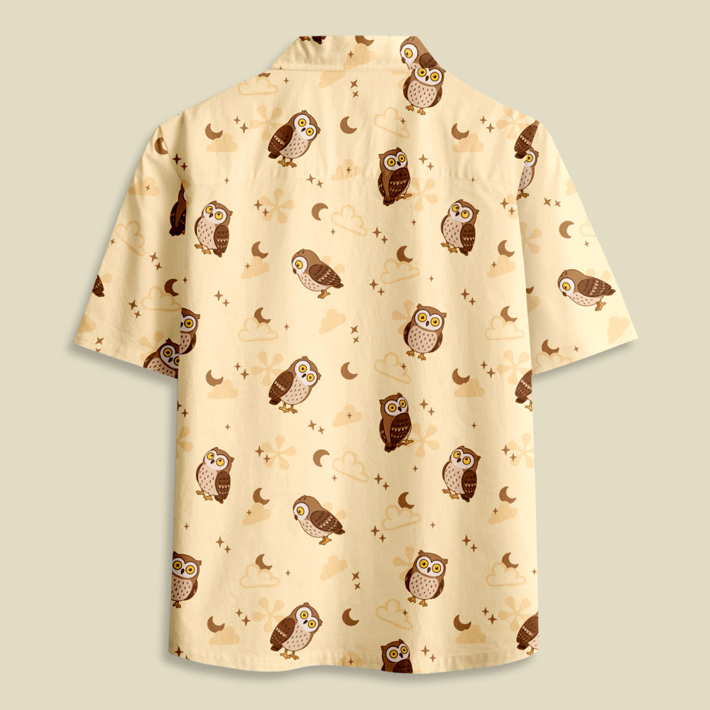 Owl Night Button Up Pocket Shirt
