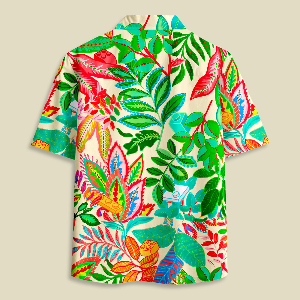 Tropical Blocks Button Up Pocket Shirt