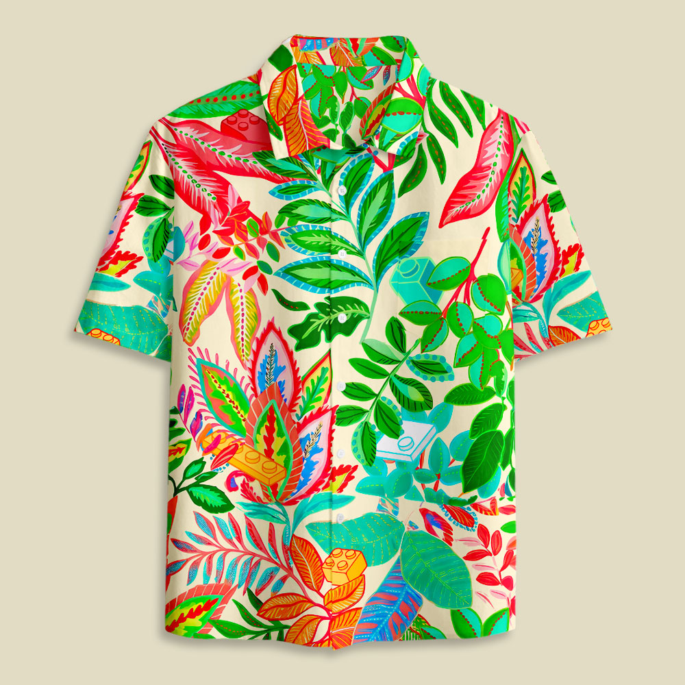 Tropical Blocks Button Up Pocket Shirt