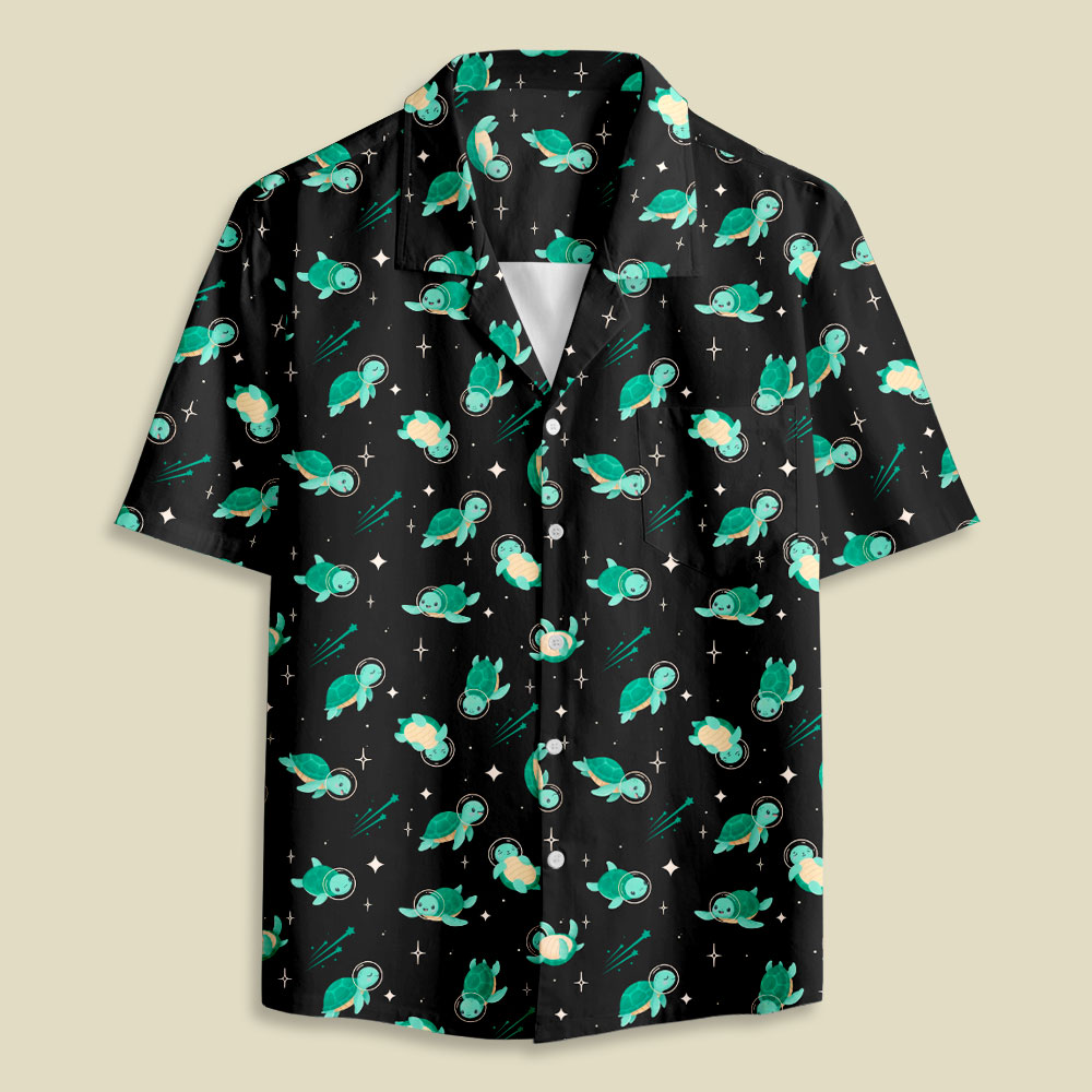 Space Turtles Button Up Pocket Shirt