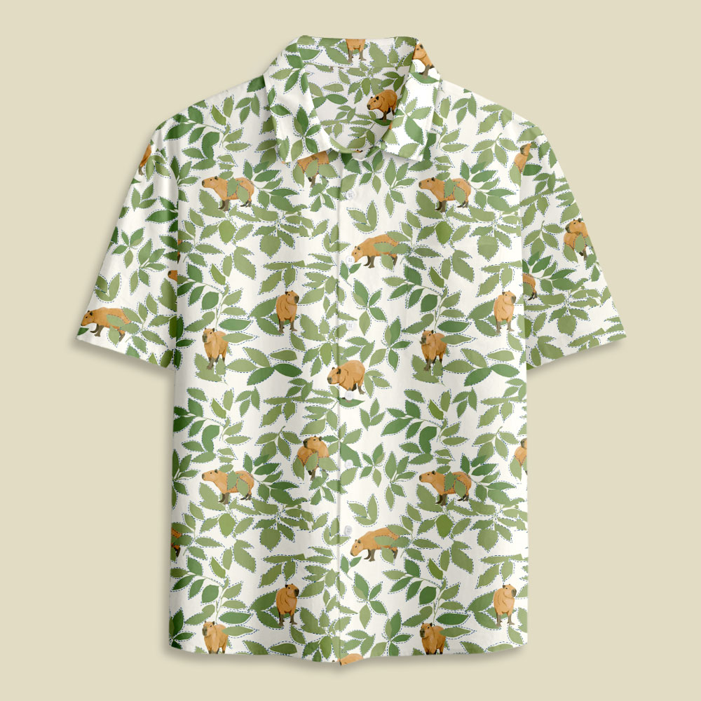 Capybara Lazy Oasis Button Up Pocket Shirt
