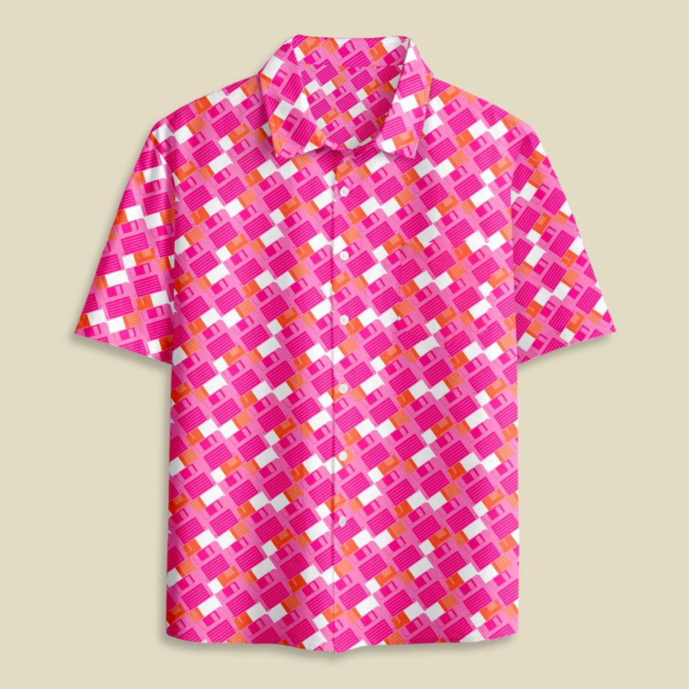 Floppy Disk Vintage Button Up Pocket Shirt