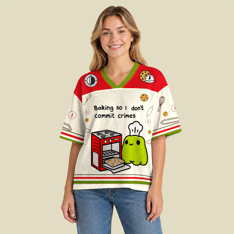 Baking So I Don't Commit Crimes Playful Mesh Jersey