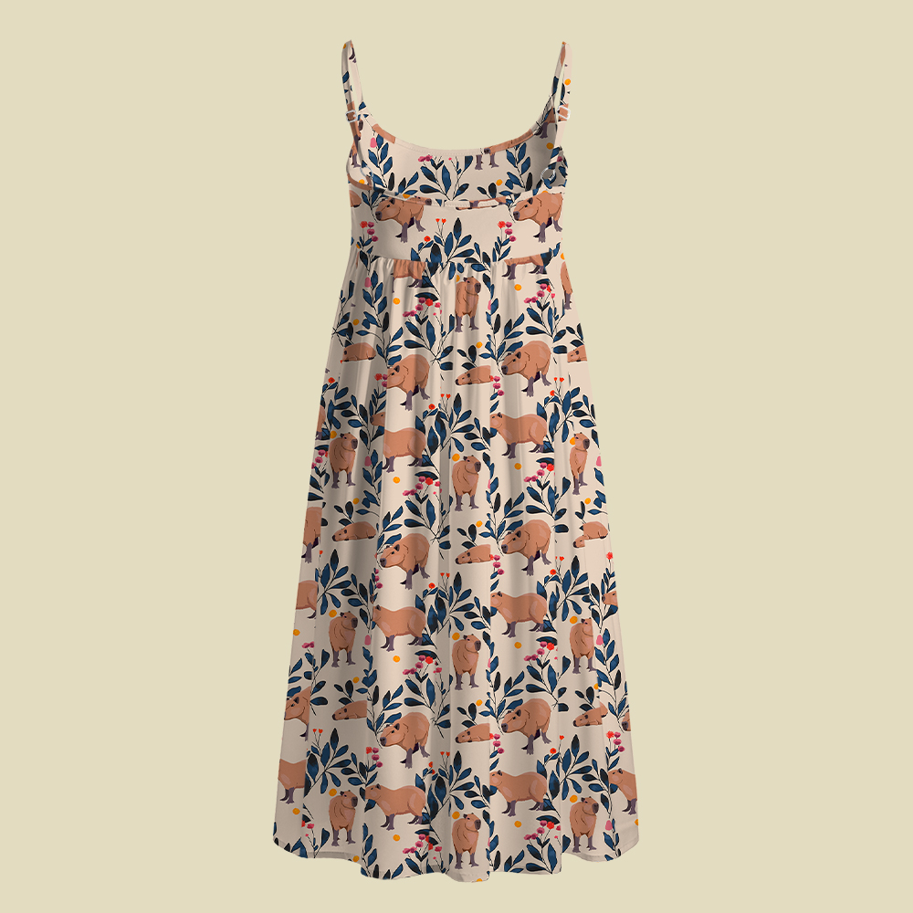 Capybara and Plants Camisole Midi Dress