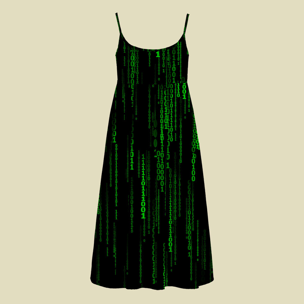 Follow the White Rabbit Black Green Design Art Camisole Midi Dress