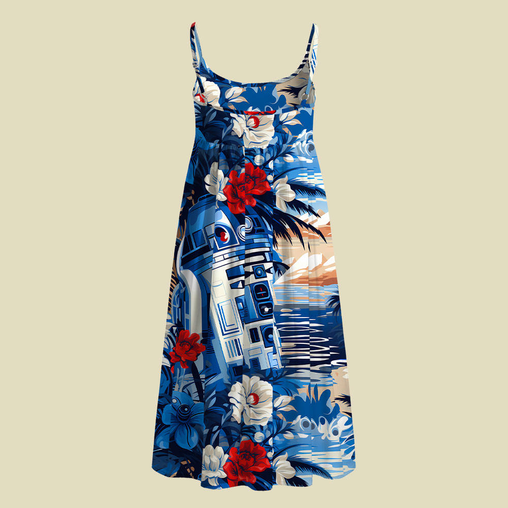 Coastal Robot Floral Vacation Camisole Midi Dress