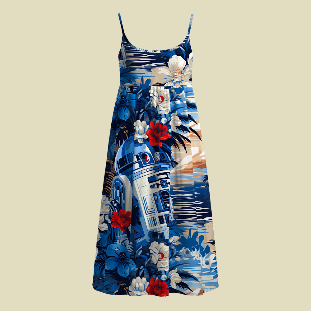 Coastal Robot Floral Vacation Camisole Midi Dress