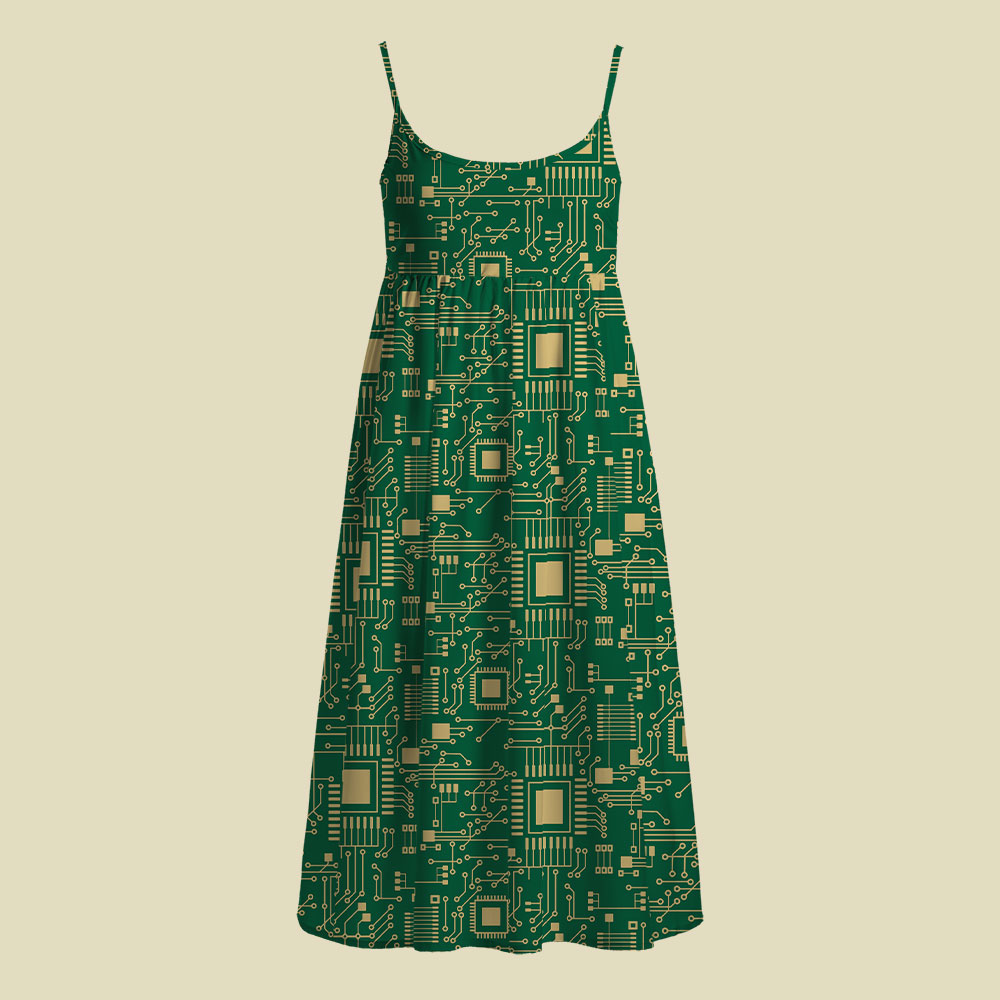 Technology Sense Circuit Board Camisole Midi Dress