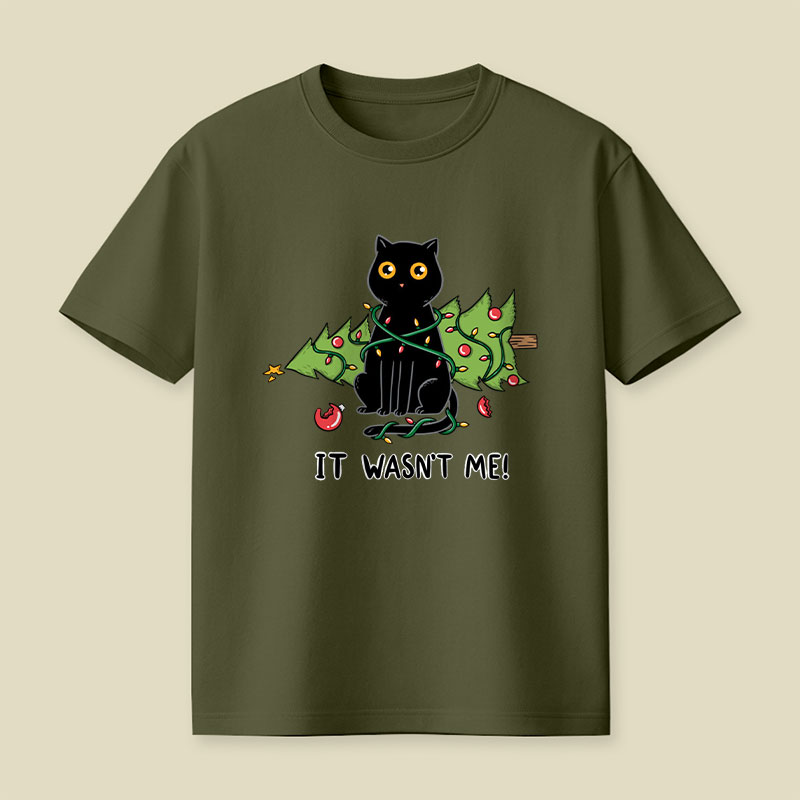 Cat and Christmas tree Playful T-Shirt