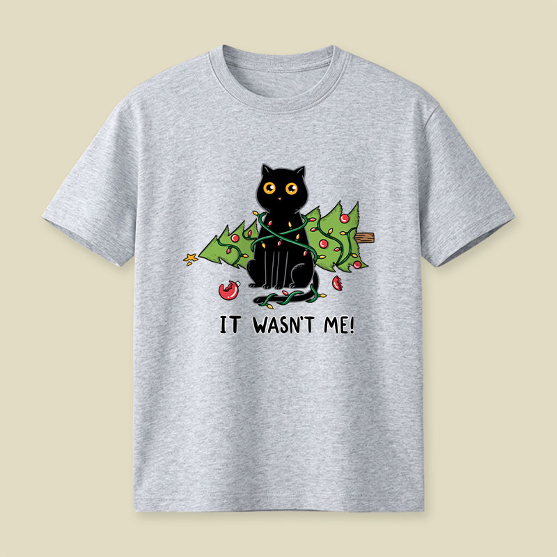 Cat and Christmas tree Playful T-Shirt