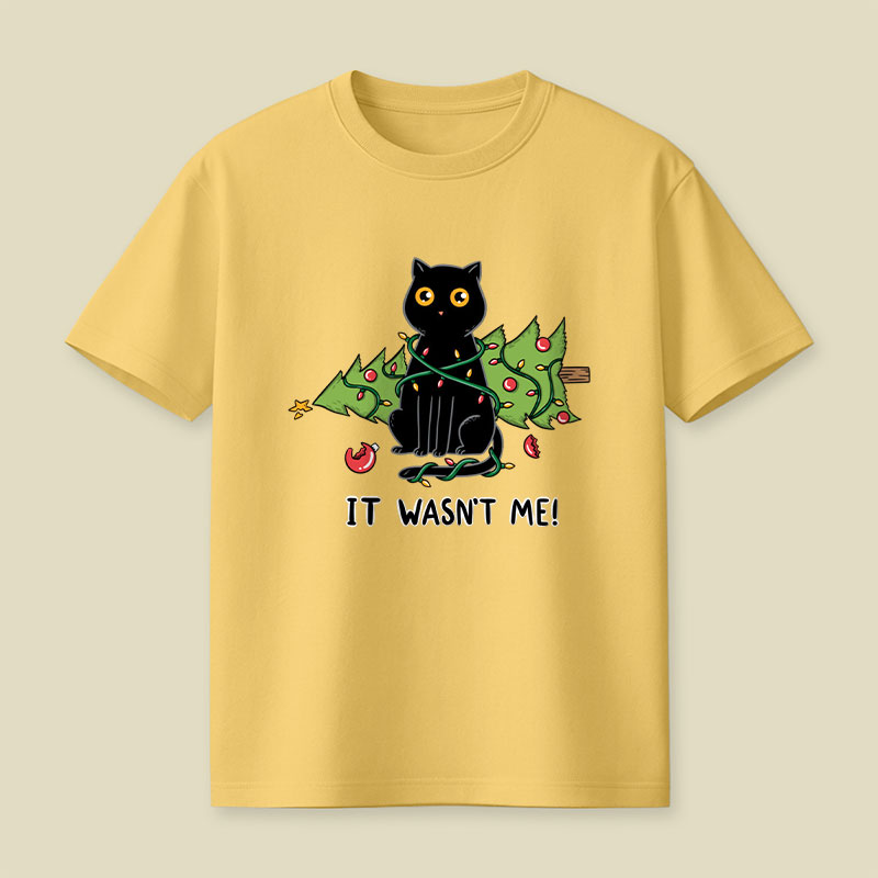 Cat and Christmas tree Playful T-Shirt