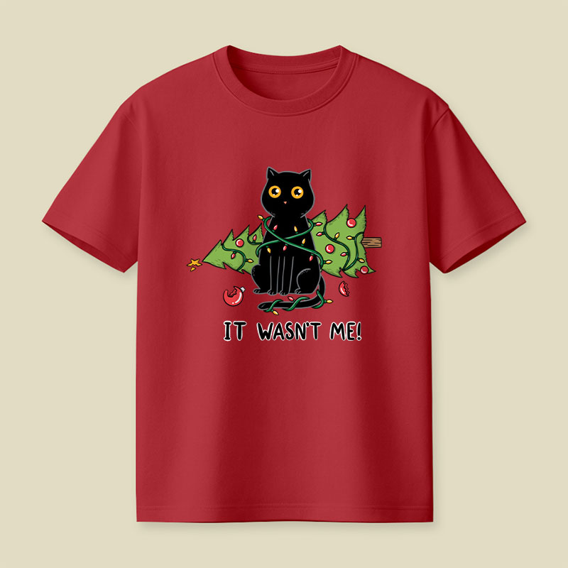Cat and Christmas tree Playful T-Shirt